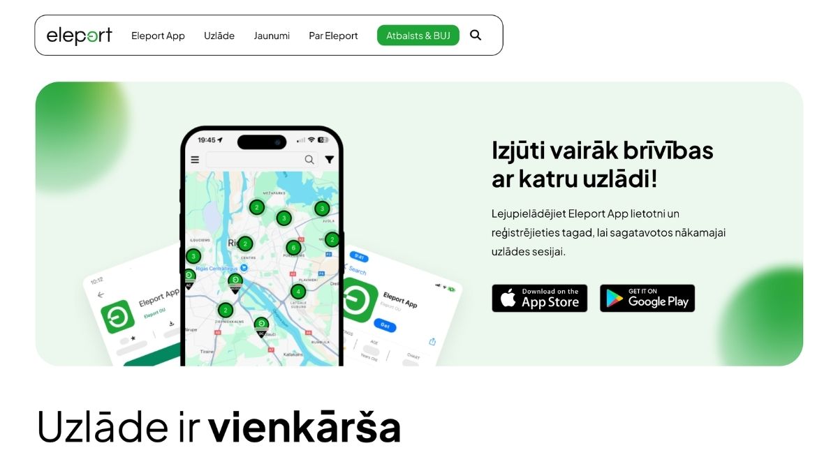Eleport elektroauto uzlāde karte