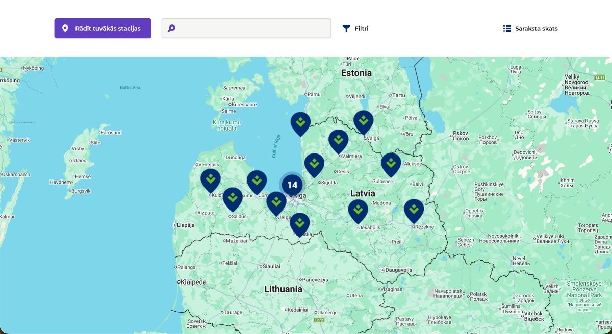 Virši elektroauto uzlāde karte